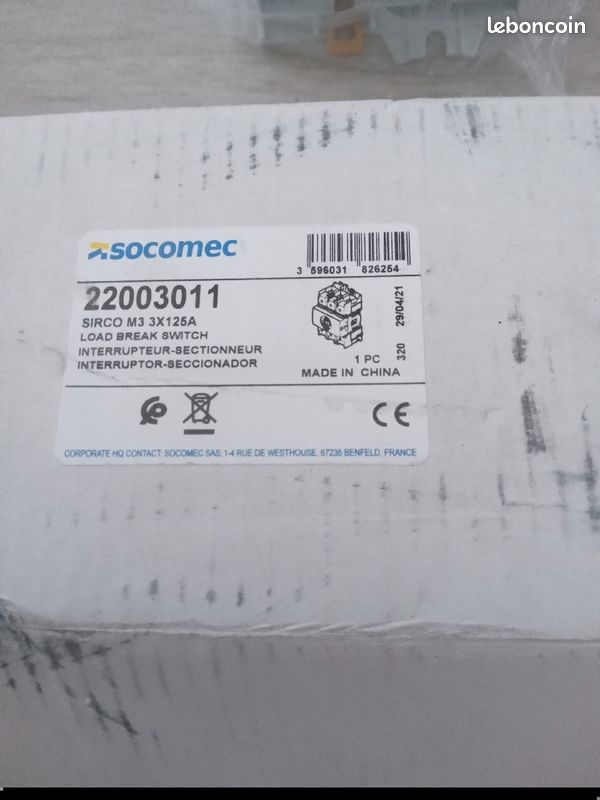 Interrupteur sectionneur 125a socomec m125 (image 2)