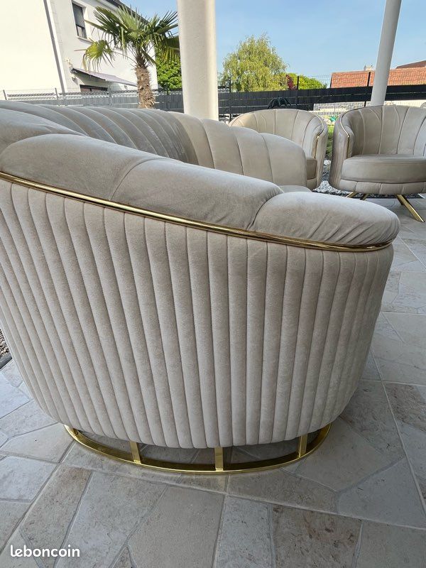 Canape beige velour (image 6)