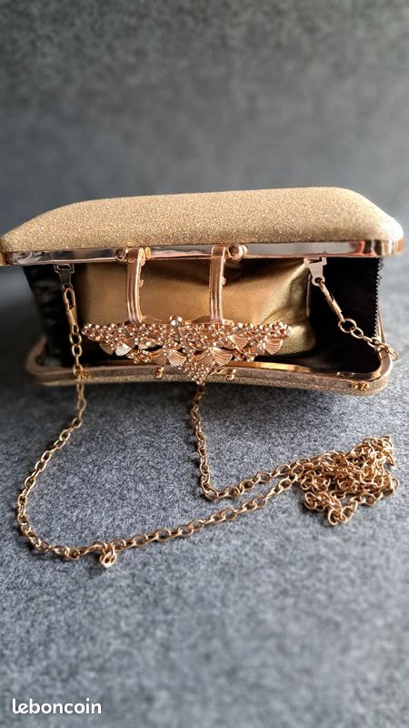 N079 Pochette strass dorée avec un ton orangern a (image 4)