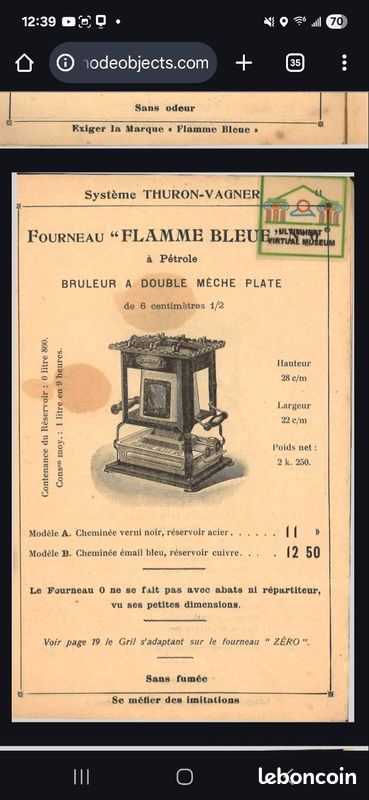 ANCIEN RÉCHAUD À alcool en fer le victorieux EUR 20,00 - PicClick FR