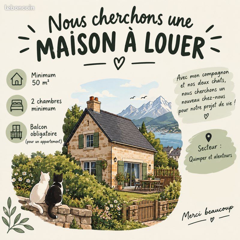 Maison 3 pièces 50 m² · à Quimper · 50 m² · 850 €/mois