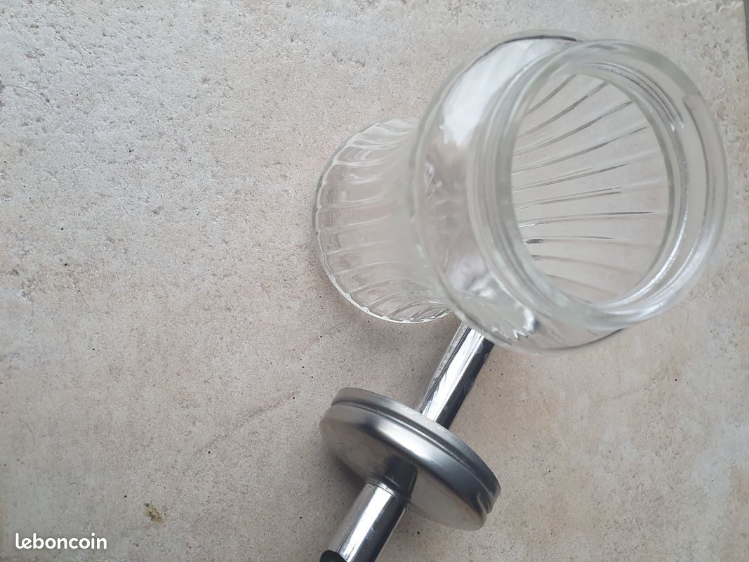 Sucrier Vintage en verre avec bec verseur en inox (image 2)