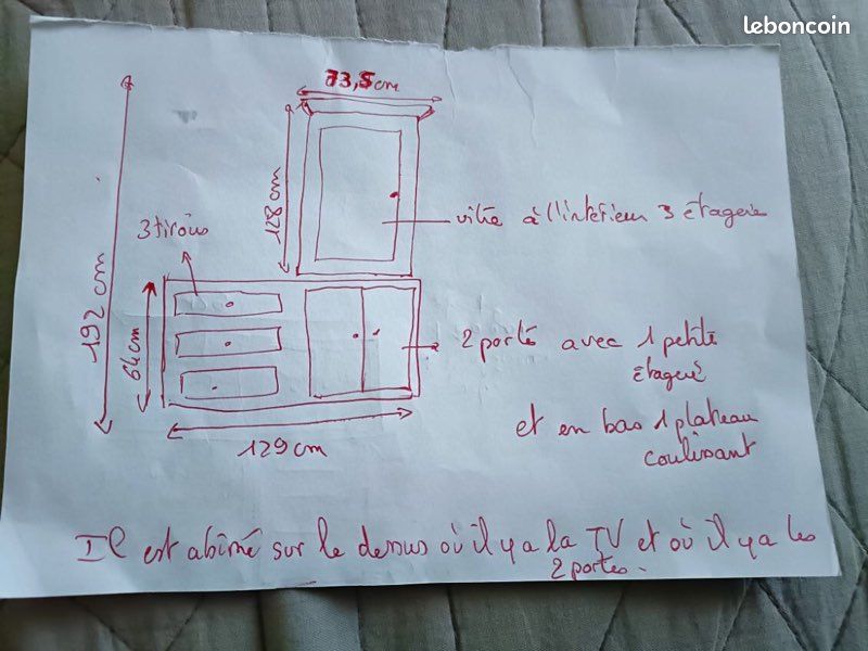 Buffet bibliotheque chene massif (image 2)