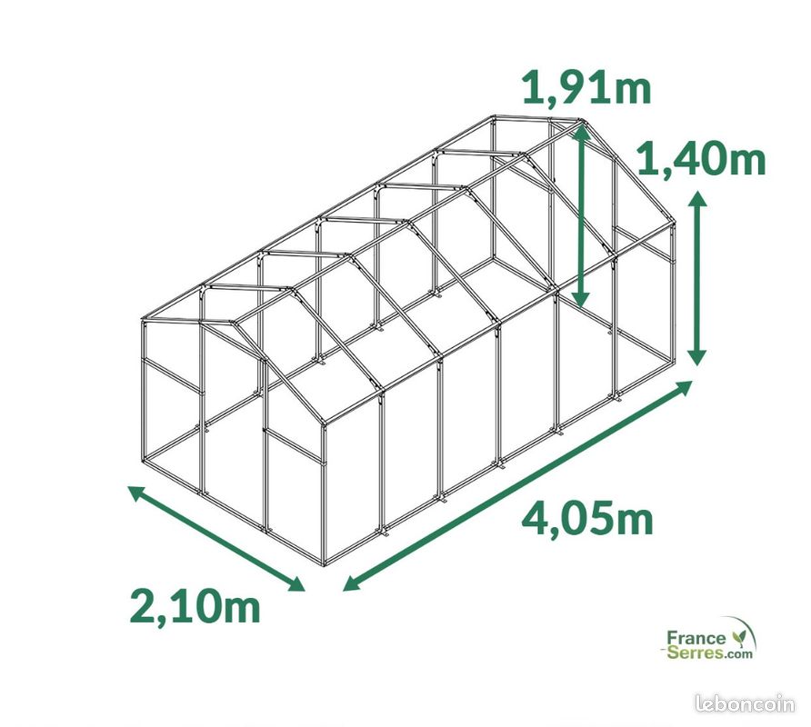 Serre de jardin Polycarbonate Alvéolaire 8,5m² (image 1)
