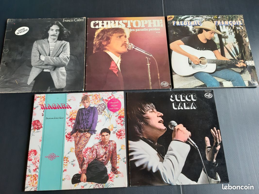 Anciens DISQUES VINYLE 33 Tours : F. CABREL / CHRISTOPHE / Frédéric FRANCOIS / NIAGARA / Serge LAMA (image 1)