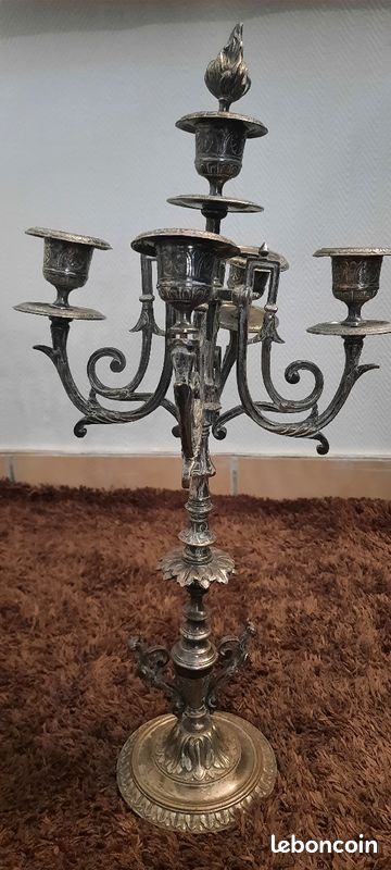 Ancienne belle bougeoirs en métal argenté ou Bronze argenté (image 4)