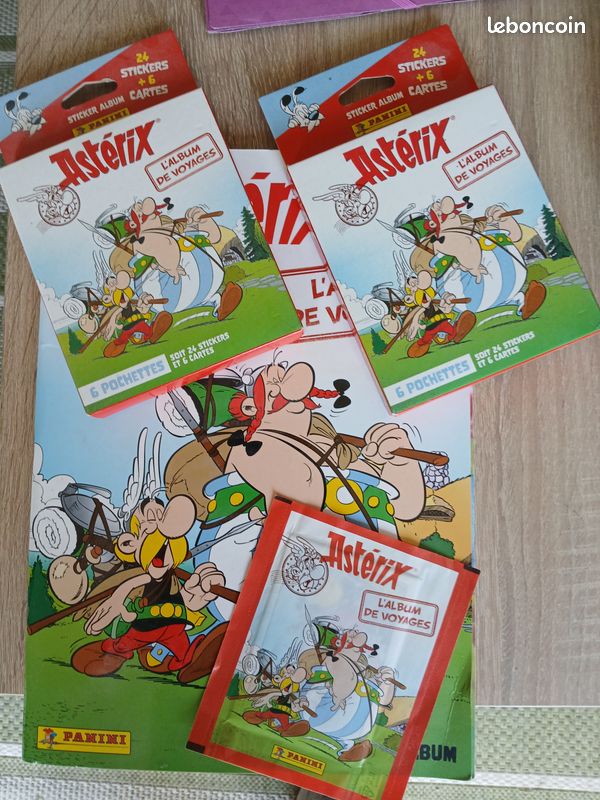 LOT ASTÉRIX L'ALBUM De Voyages - Un Album Vide Et 50 Pochettes Stickers Panini EUR 20,00 - FR