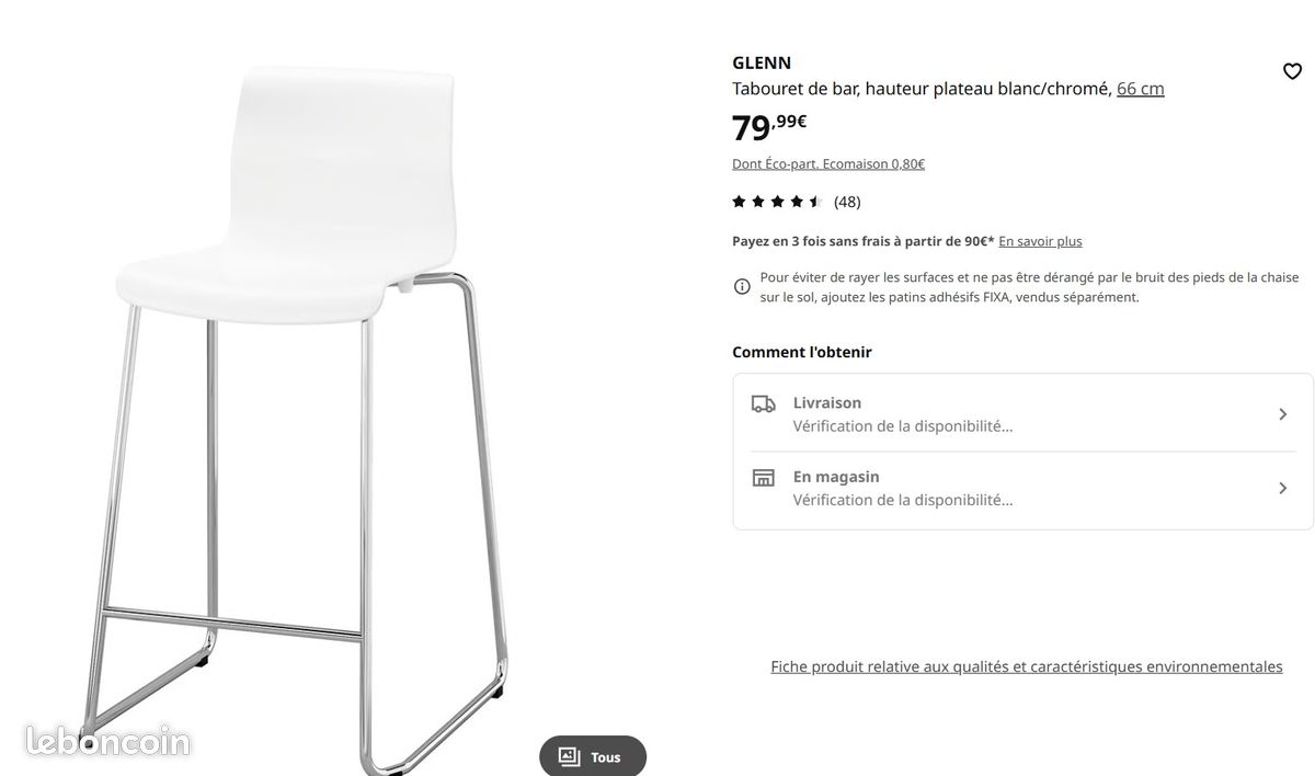 Tabouret / chaise de bar GLENN IKEA (image 4)