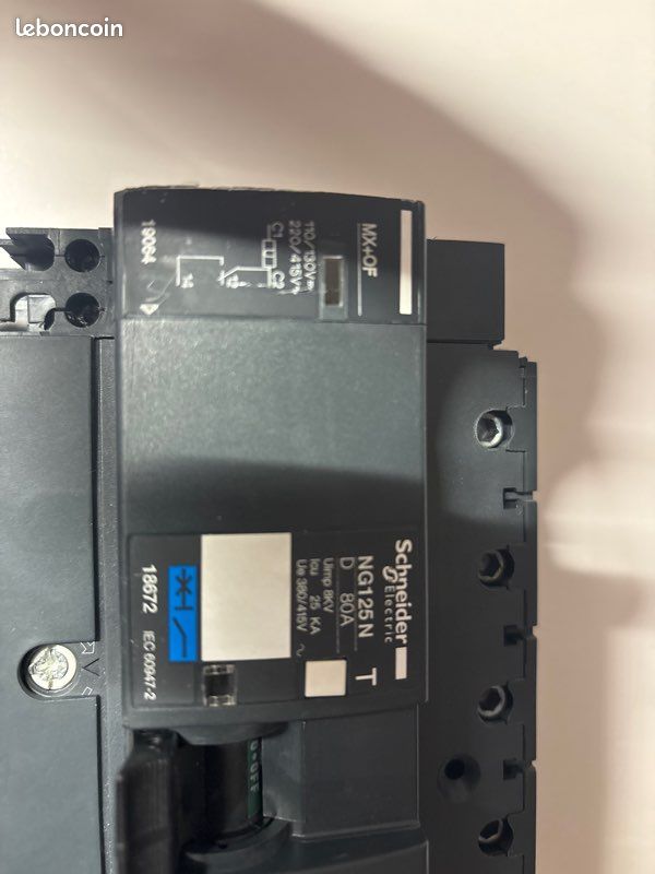 Disjoncteur Schneider Electric NG125N 80A + Vigi – Spécial borne de recharge (image 2)