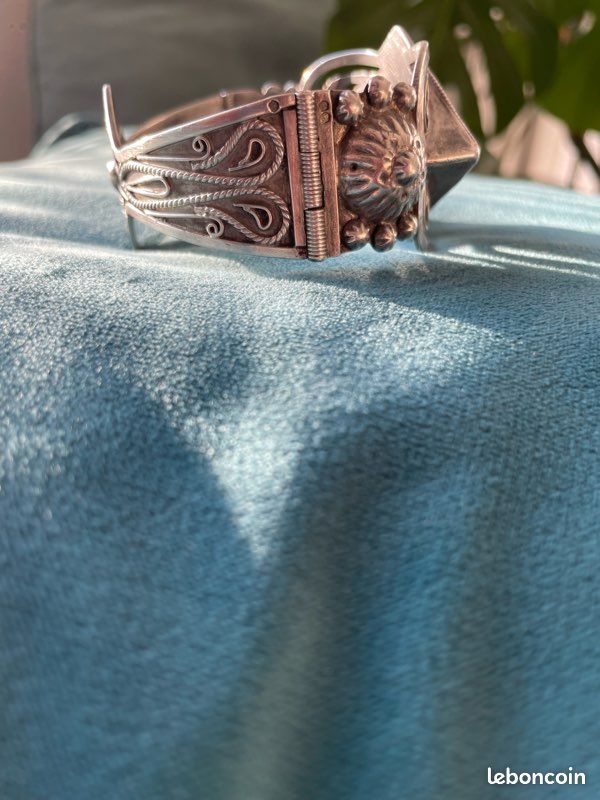 Bracelet Manchette Berbère En Argent - Ajustable - Style Ethnique - Neuf Avec Étiquettes