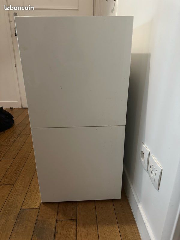 Caisson cuisine IKEA élément bas 2 tiroirs 40x37cm façade Voxtorp Blanc brillant (image 1)