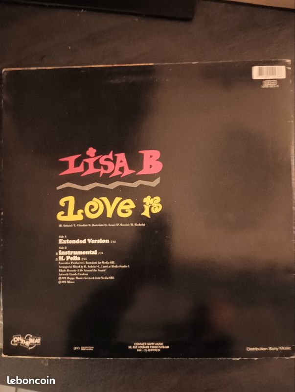 Lisa B - Love Is ❤️. Maxi 45 tours VG+/VG (image 3)