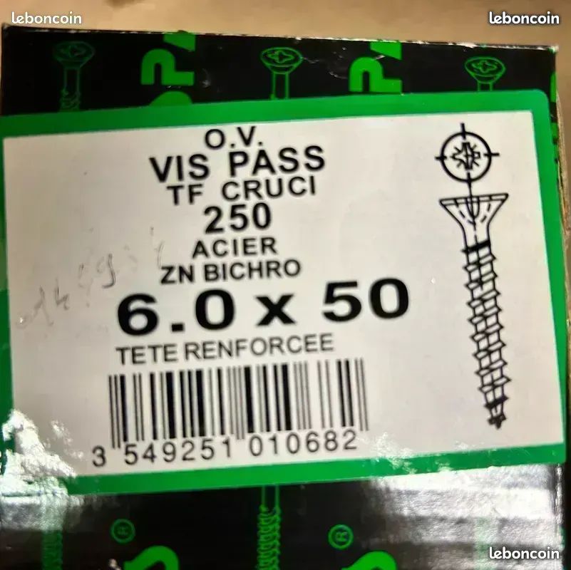 250 Vis 6X50 Acier Zingué Bichromaté (image 2)