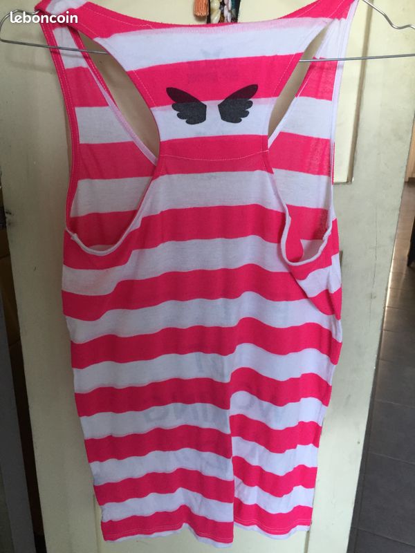 Débardeur rayé blanc et rose taille M marque Undiz (image 3)