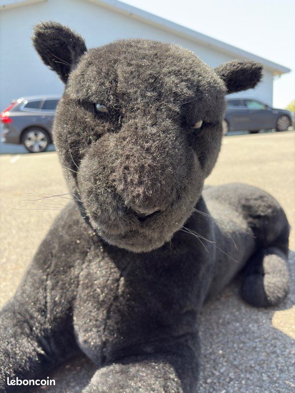 Panthère noire géante en peluche – Déco réaliste taille XL