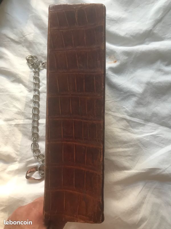 Sac à main femme vintage en croco à bandoulière à chaine métal (image 7)
