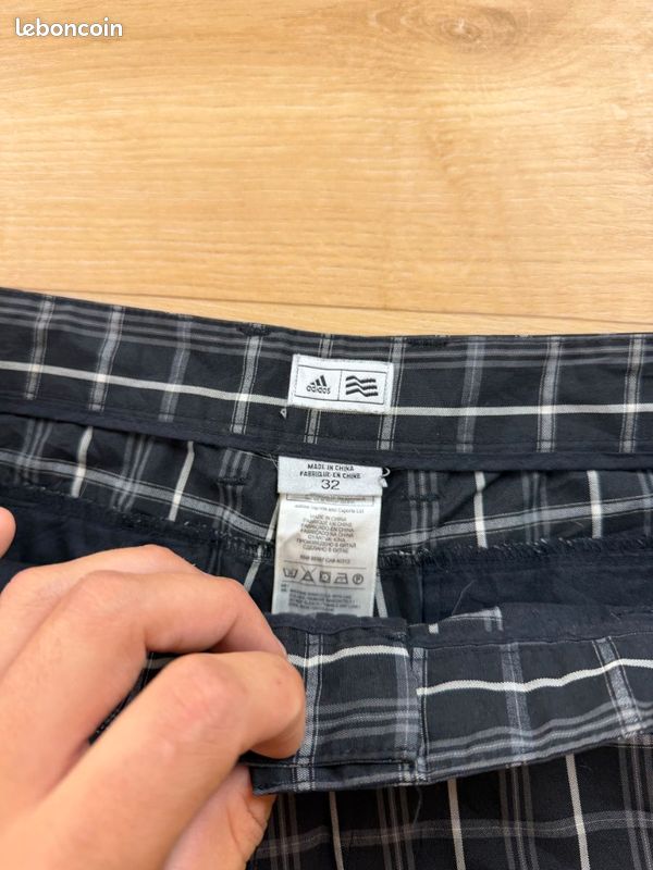 Adidas short bermuda à carreaux noir homme taille W32 légère imperfection MV563 (image 4)