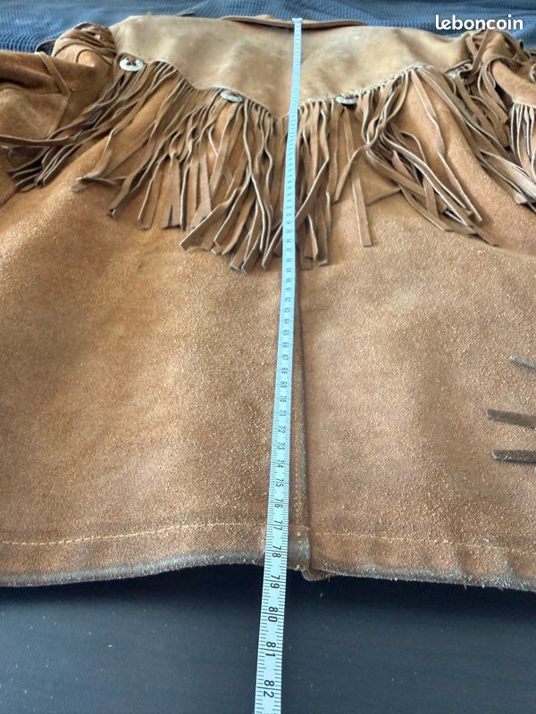 Fentes De Cowboy Vintage En Cuir épais Frangé – Taille Adulte, Occasion