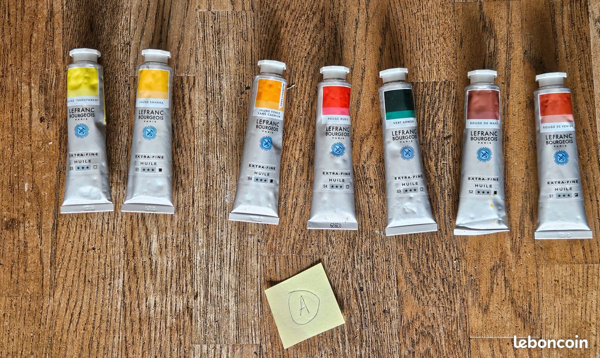 Lot 7 tubes neufs 40 ml peinture huile extra fine lefranc bourgeois (lot a) (image 1)