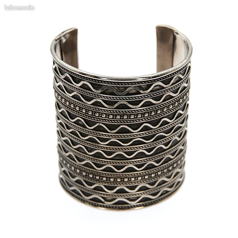 Signé GIL D'AGENA bracelets vintage fantaisie métal argenté - France