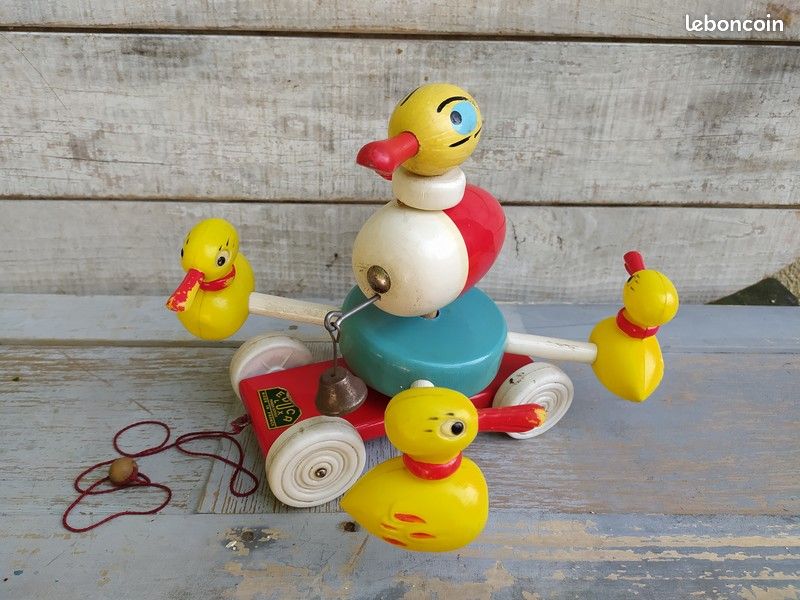 Jouet Vintage Educa Lux – Oiseaux En Bois Et Plastique – Années 60/70