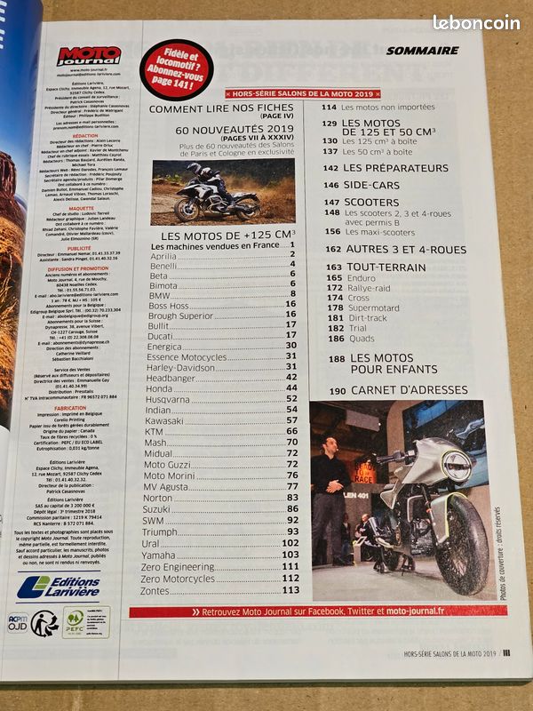 Revue Moto Journal Hors Série de 2019 – Toutes les Motos du Monde – 634 (image 4)