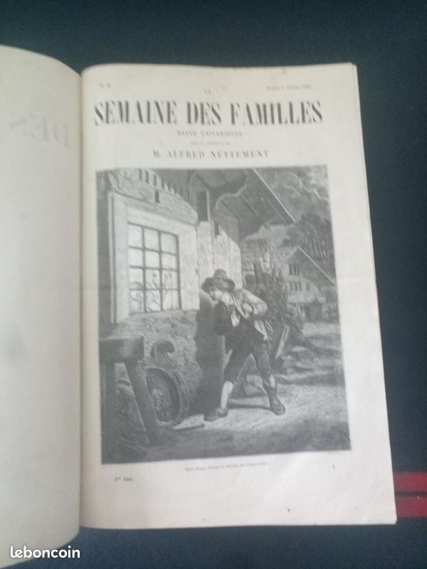 Livre ancien - reliure cuir - 1860 - 1861 - la semaine des familles (image 2)