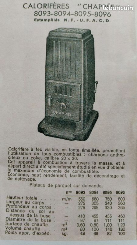 POELE a BOIS - CHAPPEE - FONTE EMAILLEE - PARFAIT ETAT (image 4)