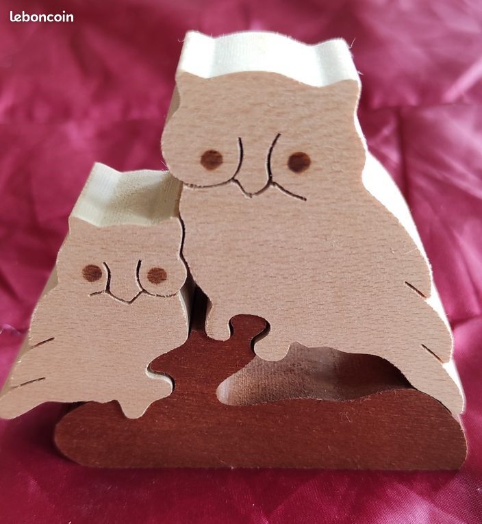 Couple de chouettes en bois (image 1)