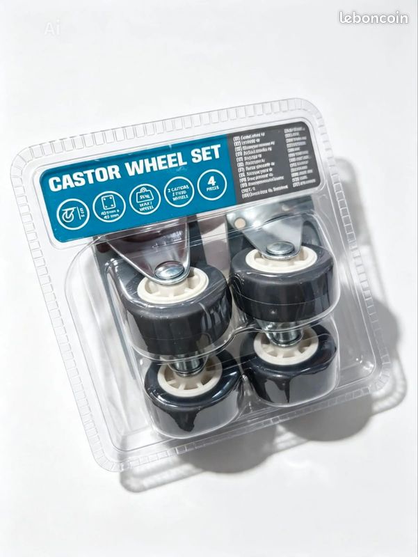 Lot de 4 Roulettes pour Meubles (2 Pivotantes + 2 Fixes) - Charge 120 kg (image 5)