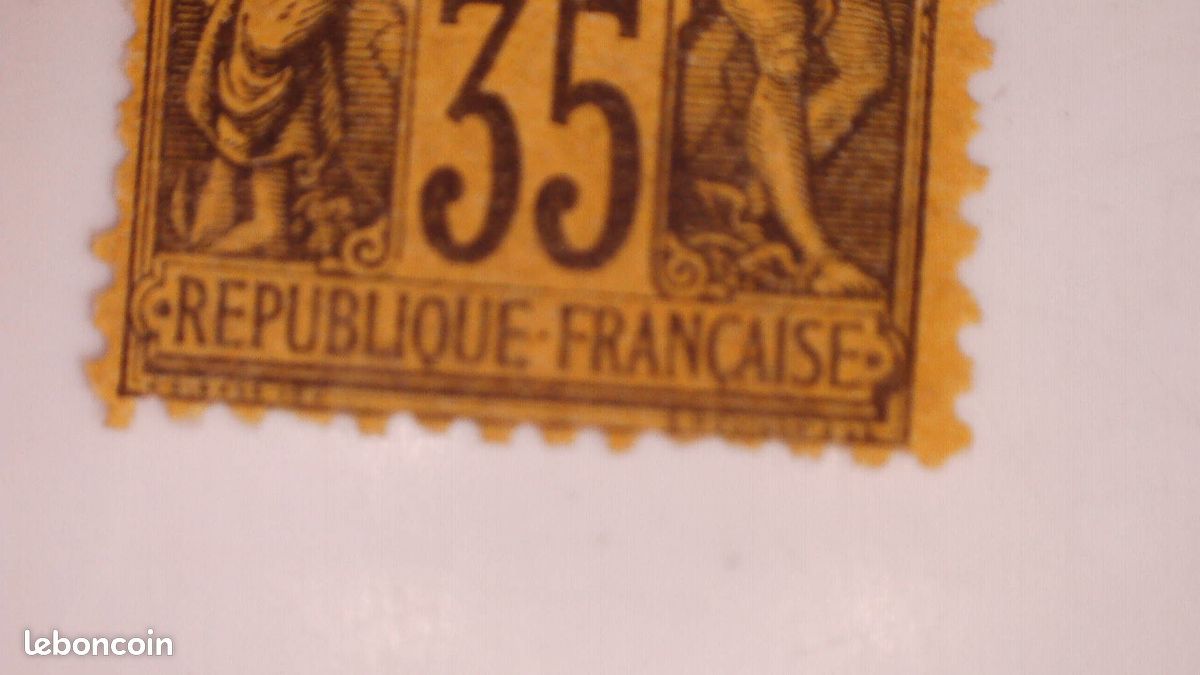 Timbre classique de France , Sage type II nuance violet noir sur orange , , neuf gomme avec charniere , dents en bas a droite , port gratuit (image 4)