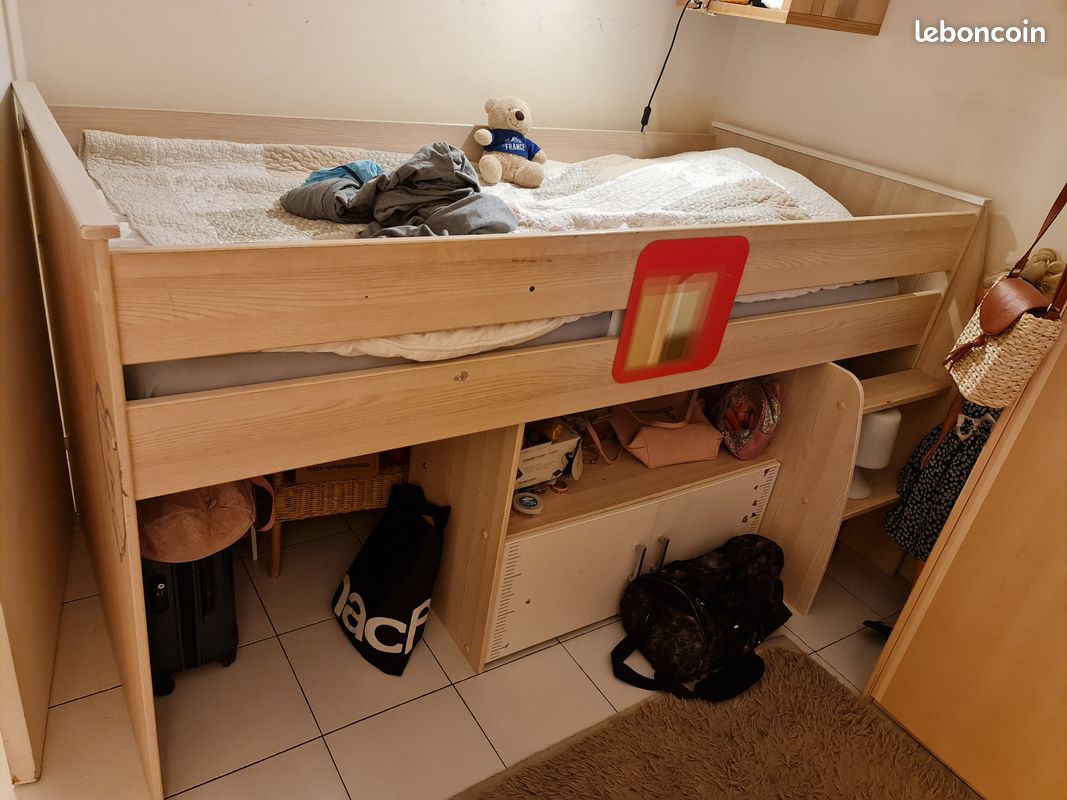 Cause travaux vend lit enfant avec bureau et rangements 60 (image 1)