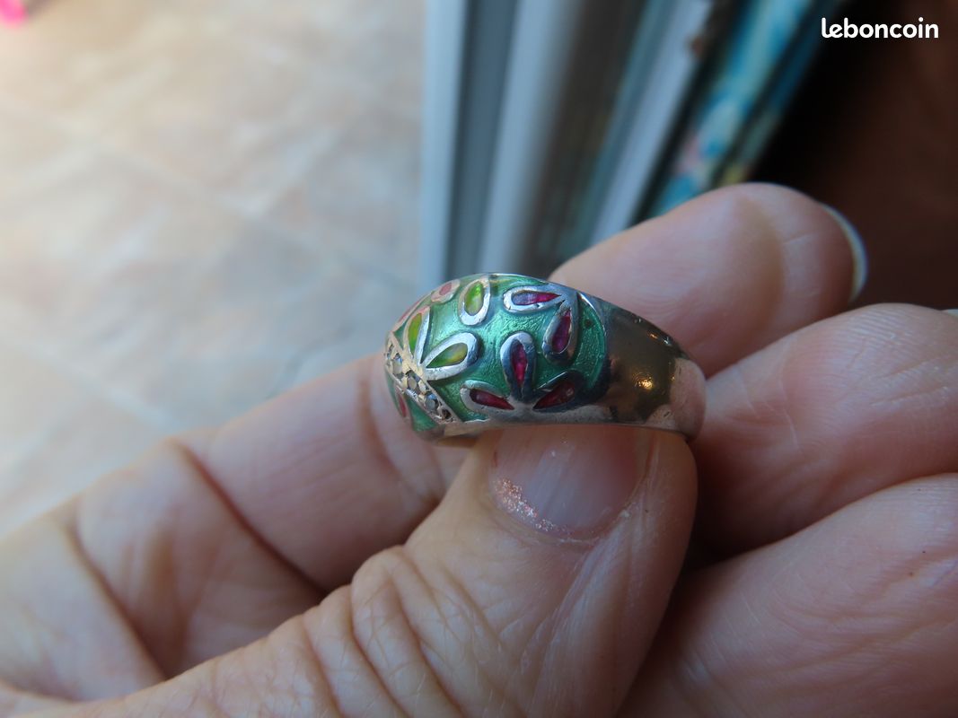 Bague Fleur Multicolore UNA STORIA - Taille 64 En Argent Rhodié Et émail - Neuve Sous Sachet