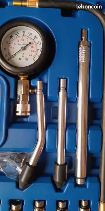 Testeur Compression Et Perte Pression Moteur Essence Diesel - 34 Adaptateurs 725 PSI Bleu