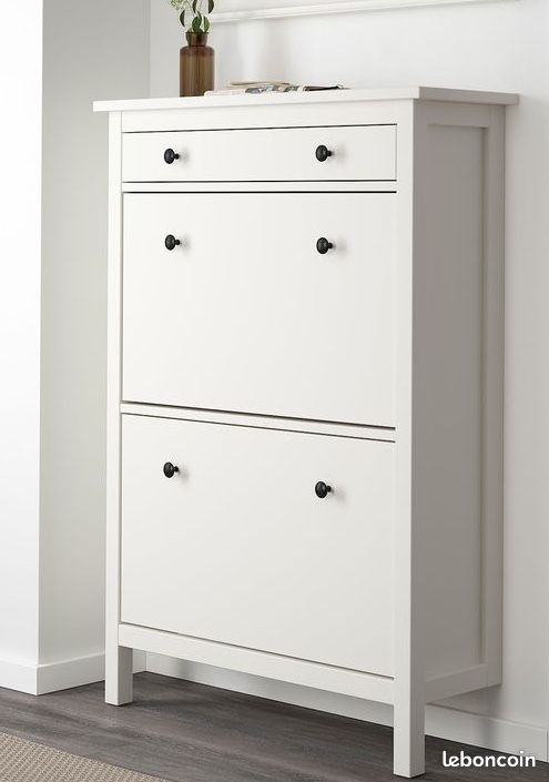 HEMNES Armoire à chaussures 2 casiers, blanc, 89x127 cm - IKEA (image 1)