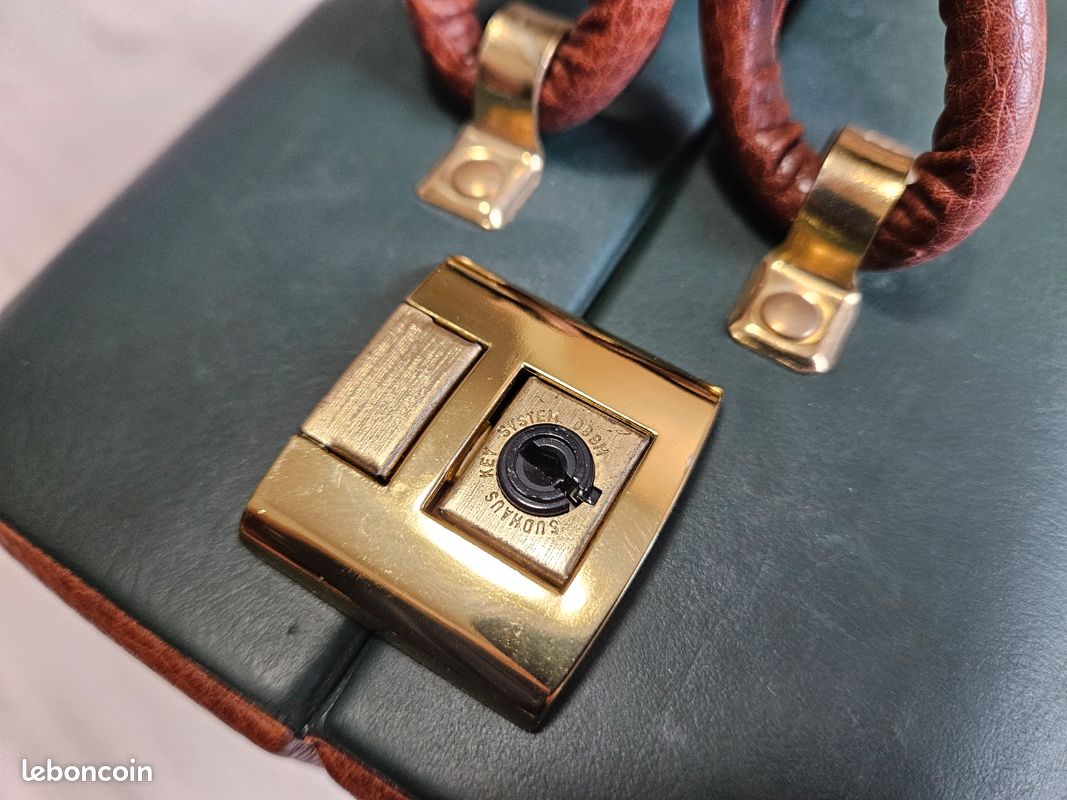 Trousses Vintage Bergo Aubusson France - Boîte à Couture Ou Vanity En Cuir Marron
