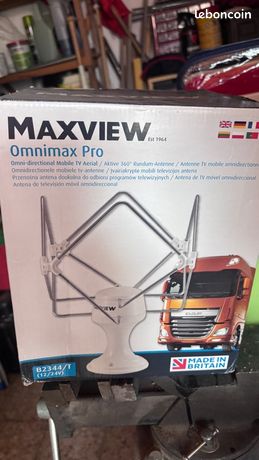 Antenne TV Camion Camping-Car OMNIMAX MAXVIEW 12/24/220V - Réception Optimale En Déplacement