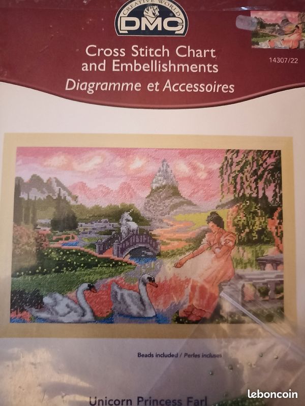 Diagramme broderie licorne et princesse+Perles (image 1)