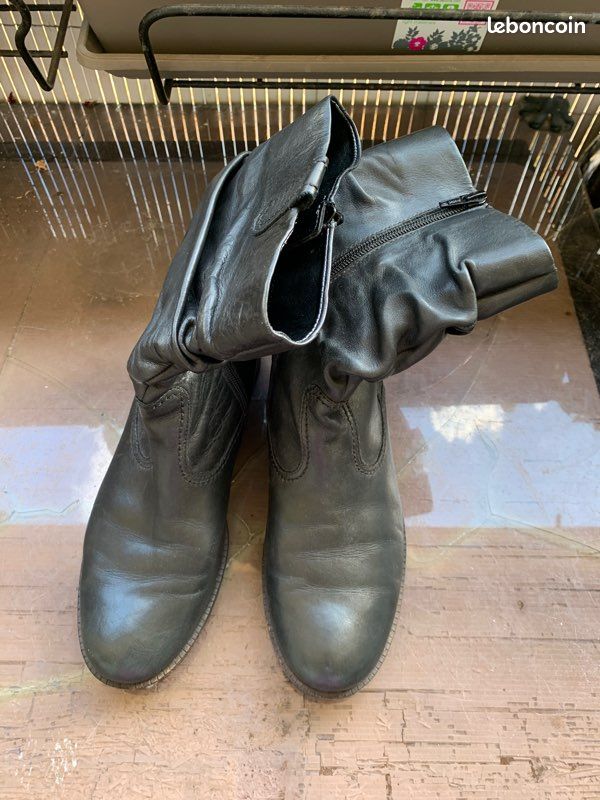 Bottines cuir noires (image 2)