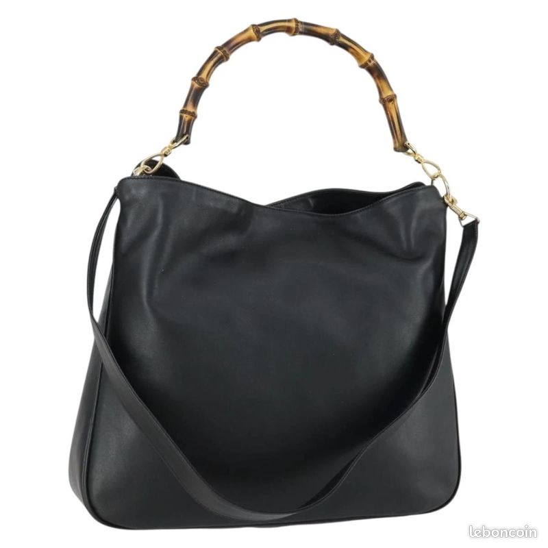 Sac à bandoulière GUCCI Bamboo en cuir Noir/Doré FM91 (image 1)