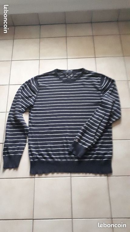 Pull bleu à rayures Tommy Hilfiger taille L (image 1)
