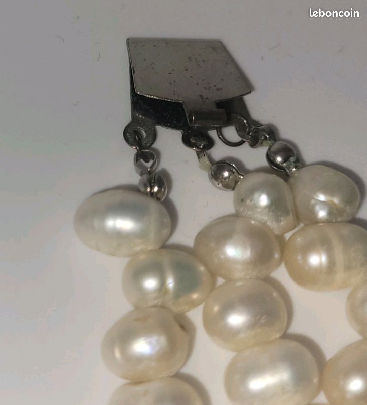Collier 3 Rangs En Perles D'Eau Douce - Fermoir Argenté, Élégant Et Féminin