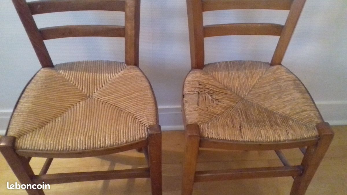 Chaise en bois ancienne paillée (image 3)