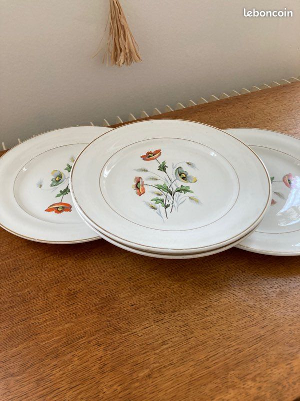 4 assiettes plates anémone saint Amand (image 1)