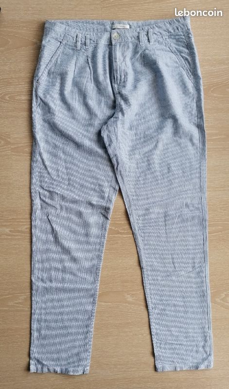 Pantalon rayé blanc/bleu, Promod, T40 (image 1)