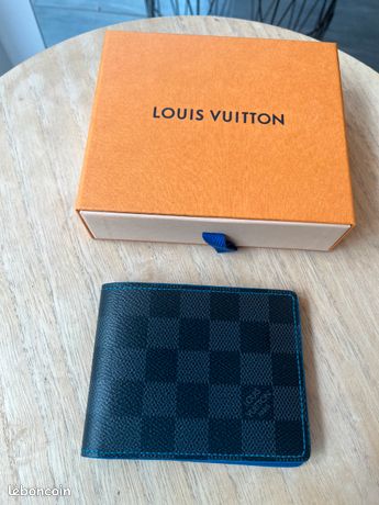 Portefeuille Louis Vuitton Slender Wallet Damier Graphite Bleu