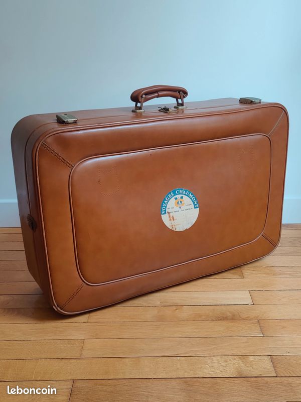 Valise voyage vintage marron simili cuir Accessoires Bagagerie