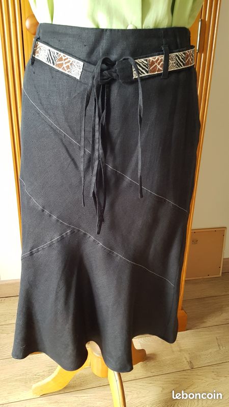 Jupe évasée Affinités Armand Thierry - Taille 40 Gris - Non Doublée - Occasion Très Bon état