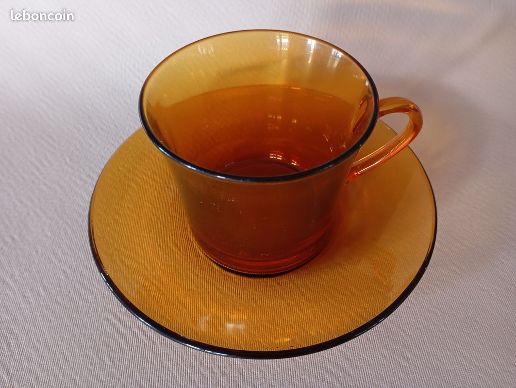 Lot De 2 Tasses à Déjeuner Duralex Couleur Ambrée - Occasion Bon état - Fabriqué En France