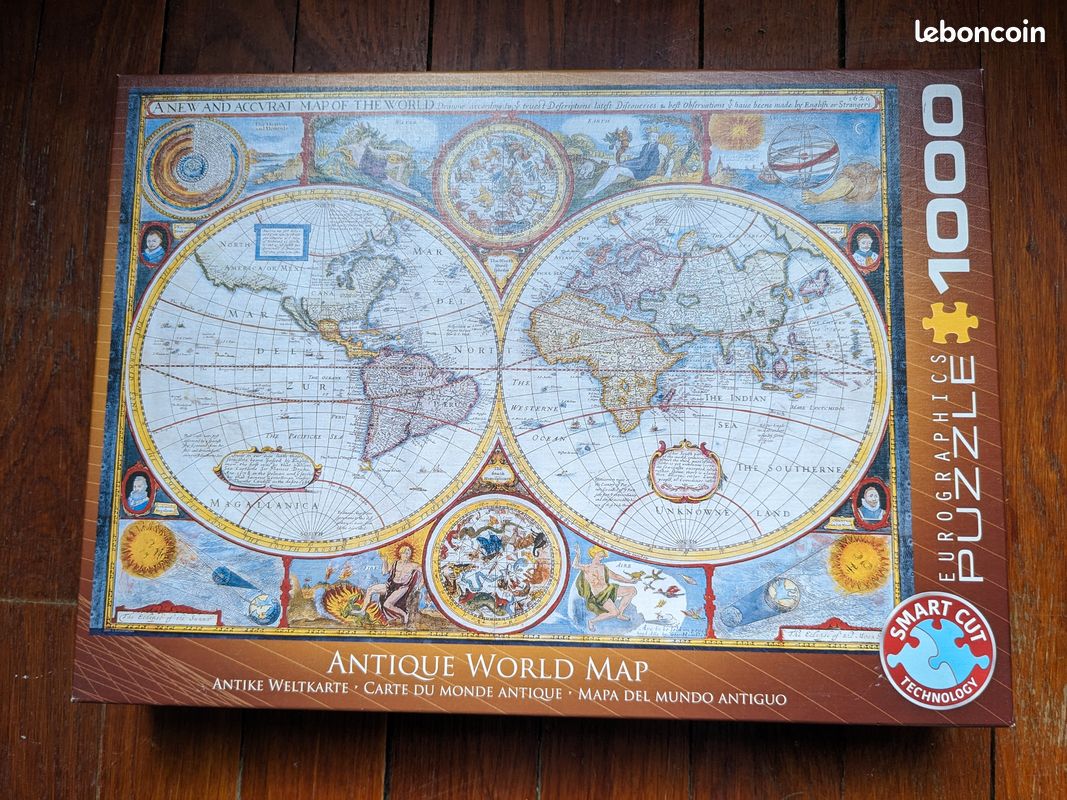 Puzzle 1000 pièces complet "Antique World Map" (image 3)